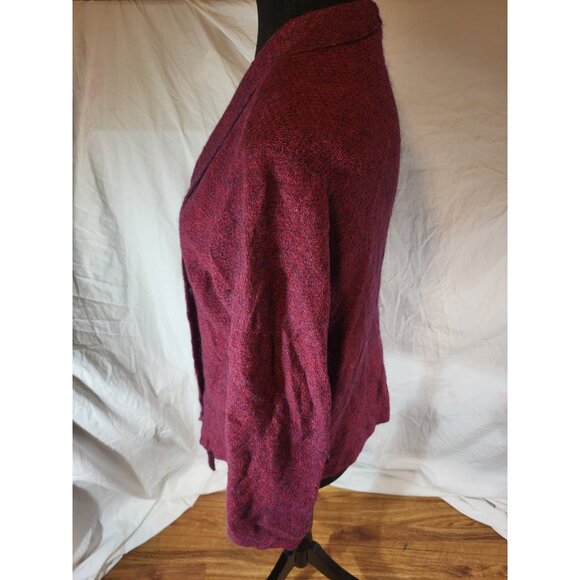 Eileen Fisher open sweater Women Medium Wool Mohair Cashmere Burgandy - Picture 4 of 7